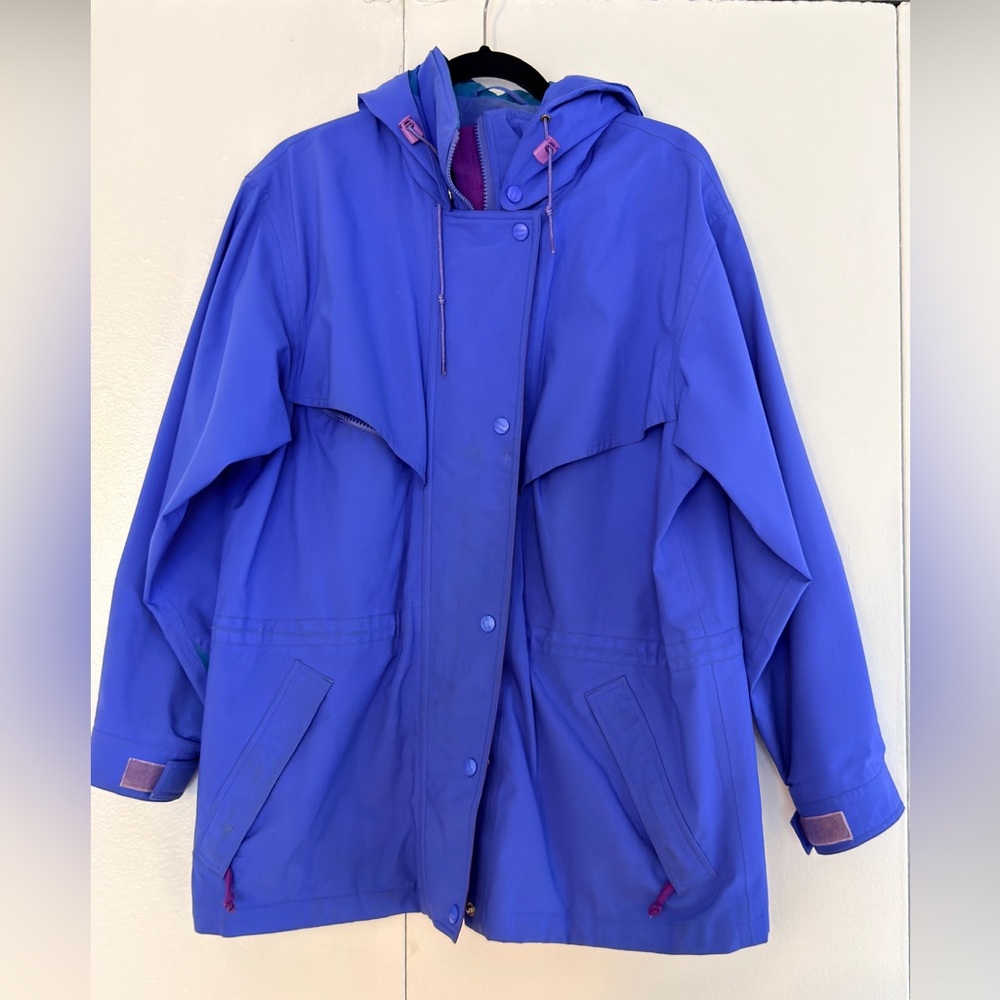 Vintage 90s L.L.Bean Gore-Tex Colorblock Jacket Blue Pink Purple Medium